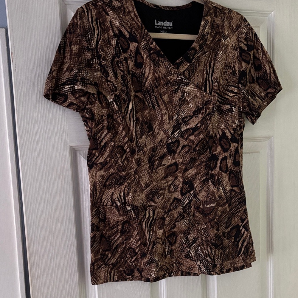 Landau Women's Animal Print scrub top